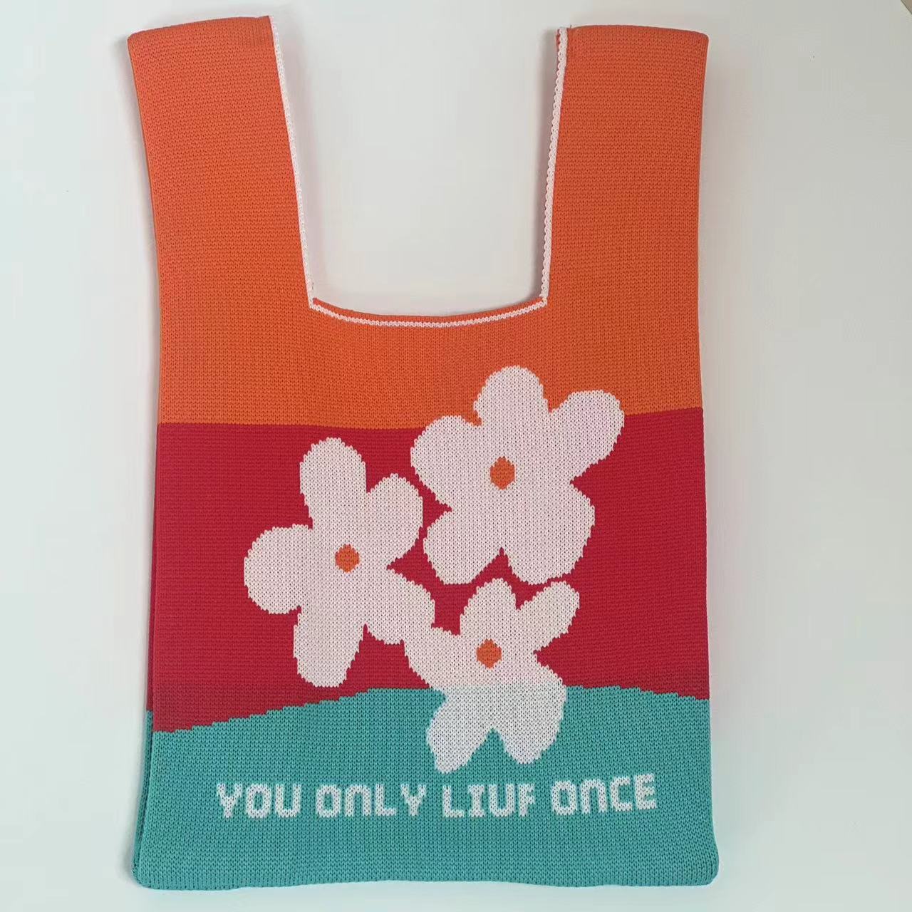 Bolso de mano tejido para embalaje de regalos, bolso tejido con múltiples patrones, estilo ins, bolso tejido para mujer, mini versátil.