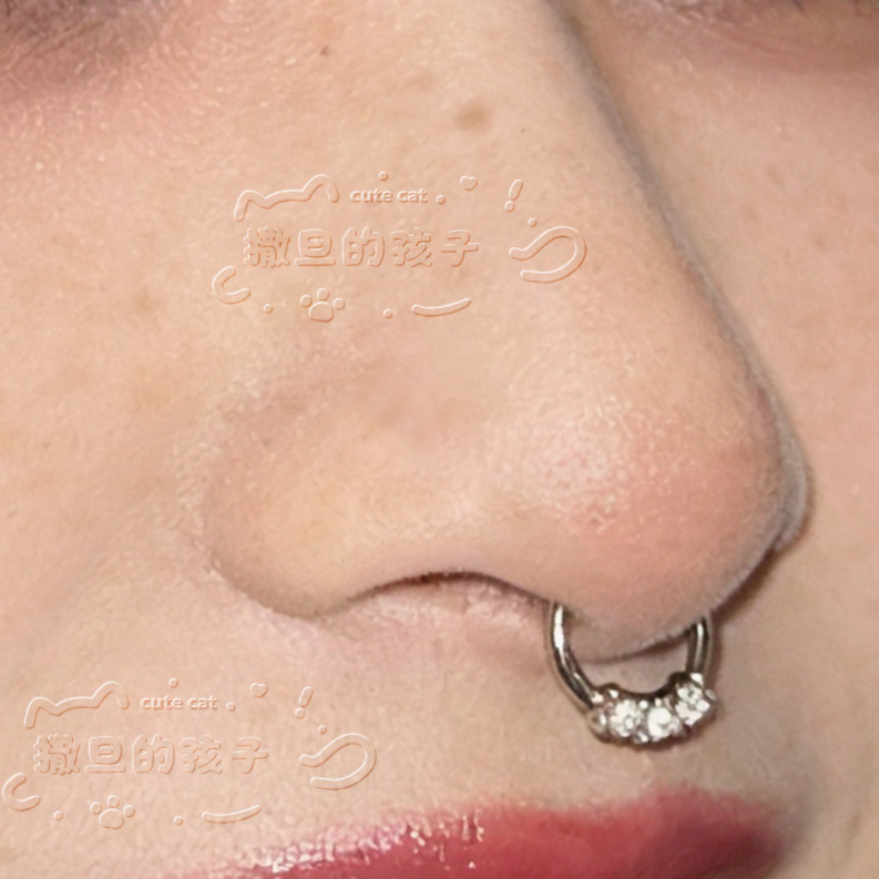 Satan's Children Slavic Aesthetics Nose Ring - 1.2mm Thick 10mm Diameter Septum Hoop, Titanium Steel Nose Stud for Ear Cartilage, Handcrafted Piercing Jewelry detail image 4