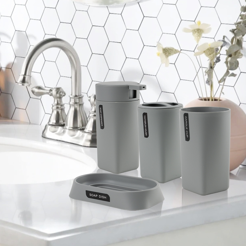 artículos de baño con cubierta set de seis piezas enjuague bucal local redondo cepillo de dientes caja de jabón de almacenamiento set de lavado de baño