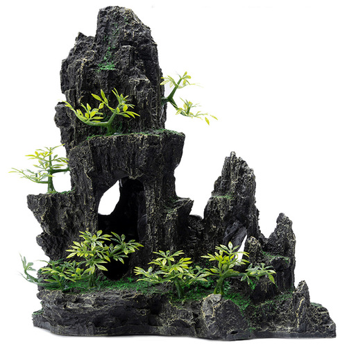 Fish tank landscape decoration rock mountain set package aquatic plants stones ornaments aquarium scenery interior shrimp hideaway shelter full set