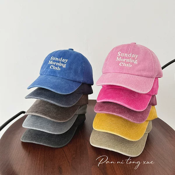 Original Multi-row Letter Embroidered Baseball Cap Parent-child Cap Women's Korean-style All-match Washable Old Baseball Hat