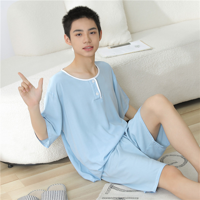 남성용 반팔 반바지 라이트 블루