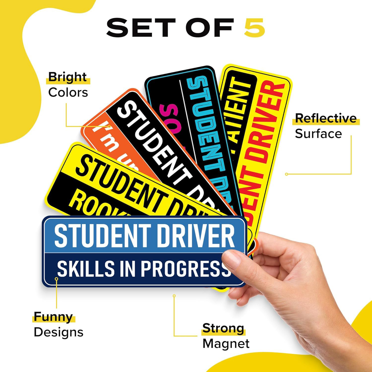 Amazon Student Driver Magnet Car Student Driver Señales de precaución de seguridad móviles image 3