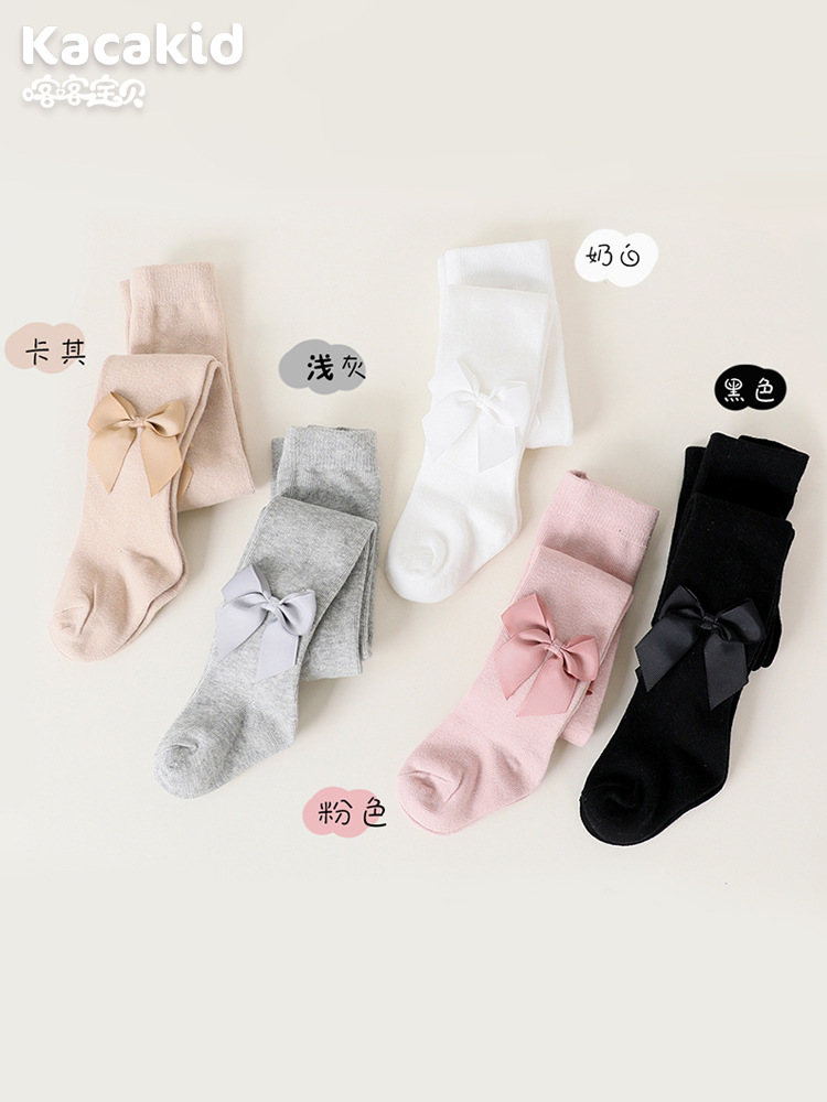 Children's Class a Cotton Infant Tights Spring and Autumn Bow-Knot Socks for Girls Baby Korean Style Leggings Socks