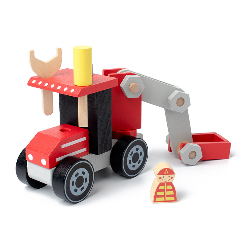 Simulación de madera para niños montaje coche bulldozer mantenimiento coche camión de bomberos Educativo Educación Temprana jardín de infantes jugar casa Juguetes