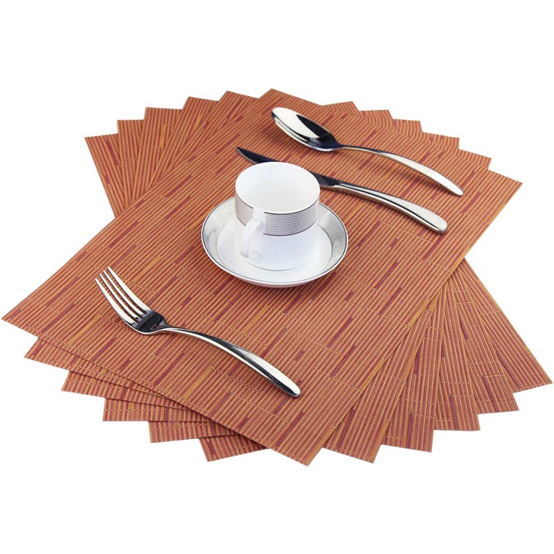 PVC mantel de bambú posavasos vinilo lavable estera de mesa fácil de limpiar Mesa tejida estera posavasos