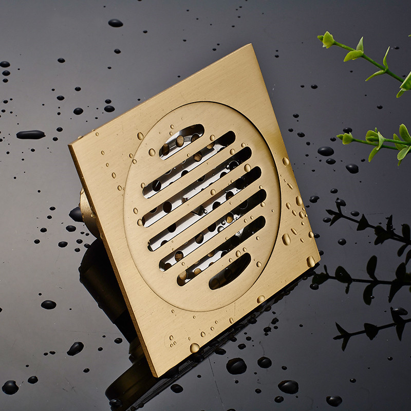 Lavadora de baño de cobre antiguo, tubería de drenaje, desagüe de piso de doble propósito, balcón, desagüe de piso cuadrado de gran desplazamiento