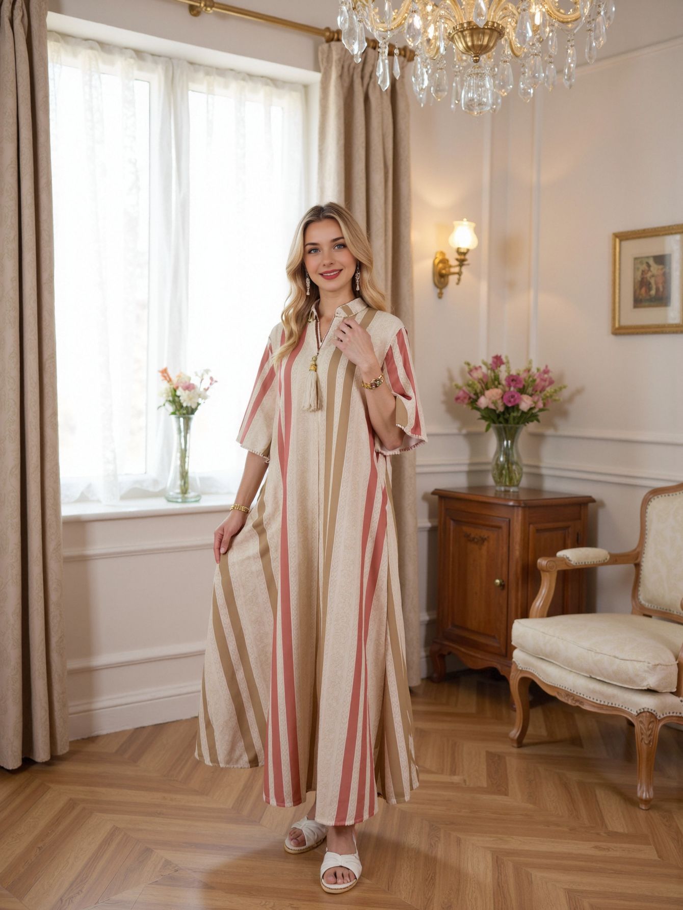 Cross-border Middle Eastern Muslim Clothing, Summer Fashion Casual Dress, Vacation Wear, Dubai Women's Robe, Abaya_ecoleips.com