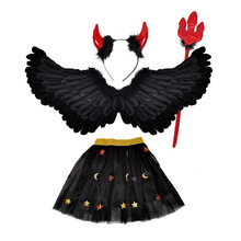 万圣节黑色恶魔翅膀道具天使羽毛翅膀背饰儿童cosplay舞台秀表演