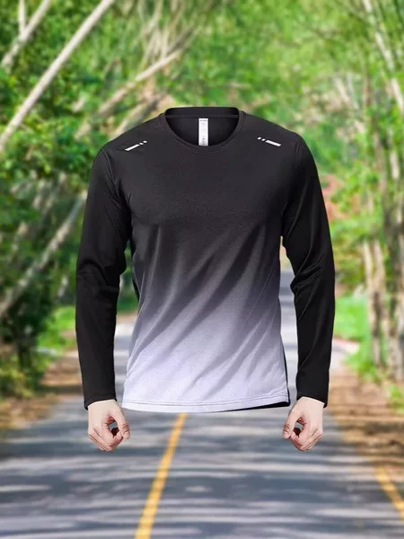 Sports Quick-drying Clothes Long-sleeved T-shirt Men's Ice Silk Sunscreen Spring and Autumn Thin Breathable Mountaineering Running Loose Outdoor Top
