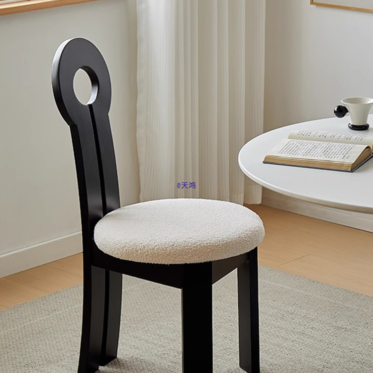 French Retro Solid Wood Dining Chair Home Designer Medieval Back Chair Wabi-Sabi Style Bedroom Makeup Chair Key Chair