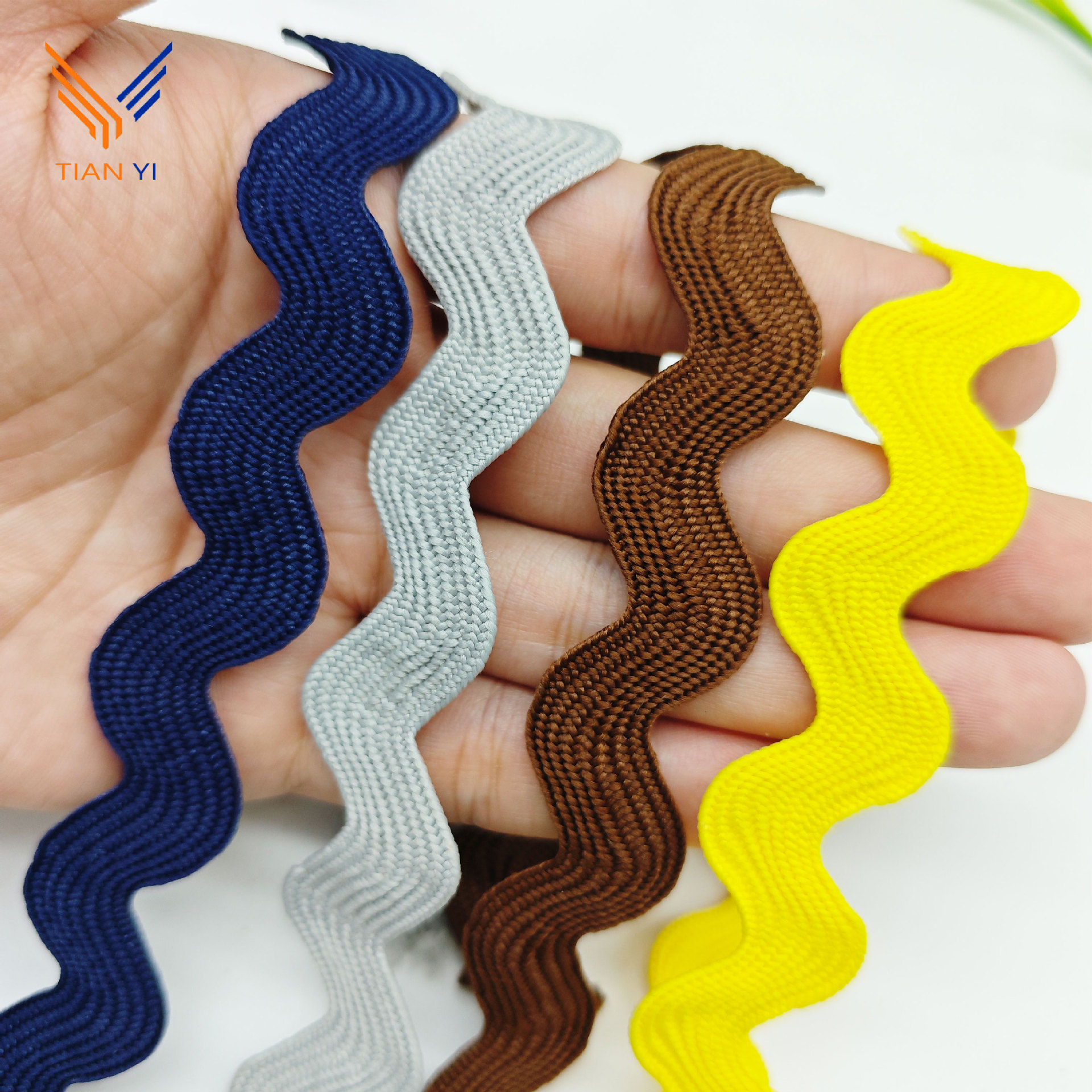 Cinturón de borde curvo de color de 1,3 cm, tejido ondulado, almohada, decoración de mochila, Lolita Hanfu, encaje, accesorios en forma de S