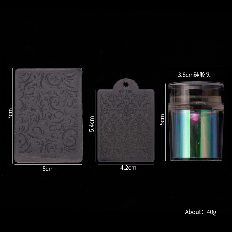 Transfronterizo nuevo sello de silicona de uñas Aurora mango totalmente transparente cabeza de impresión 3,8 cm con tapa herramienta de impresión DIY