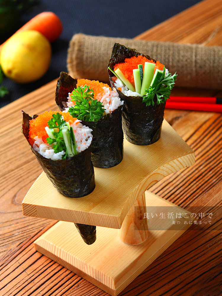 Estante de sushi de bambú estante de rollo de mano estante de cocina japonesa bandeja de estante agujero contenedor de sushi estante poroso engrosamiento personalizado