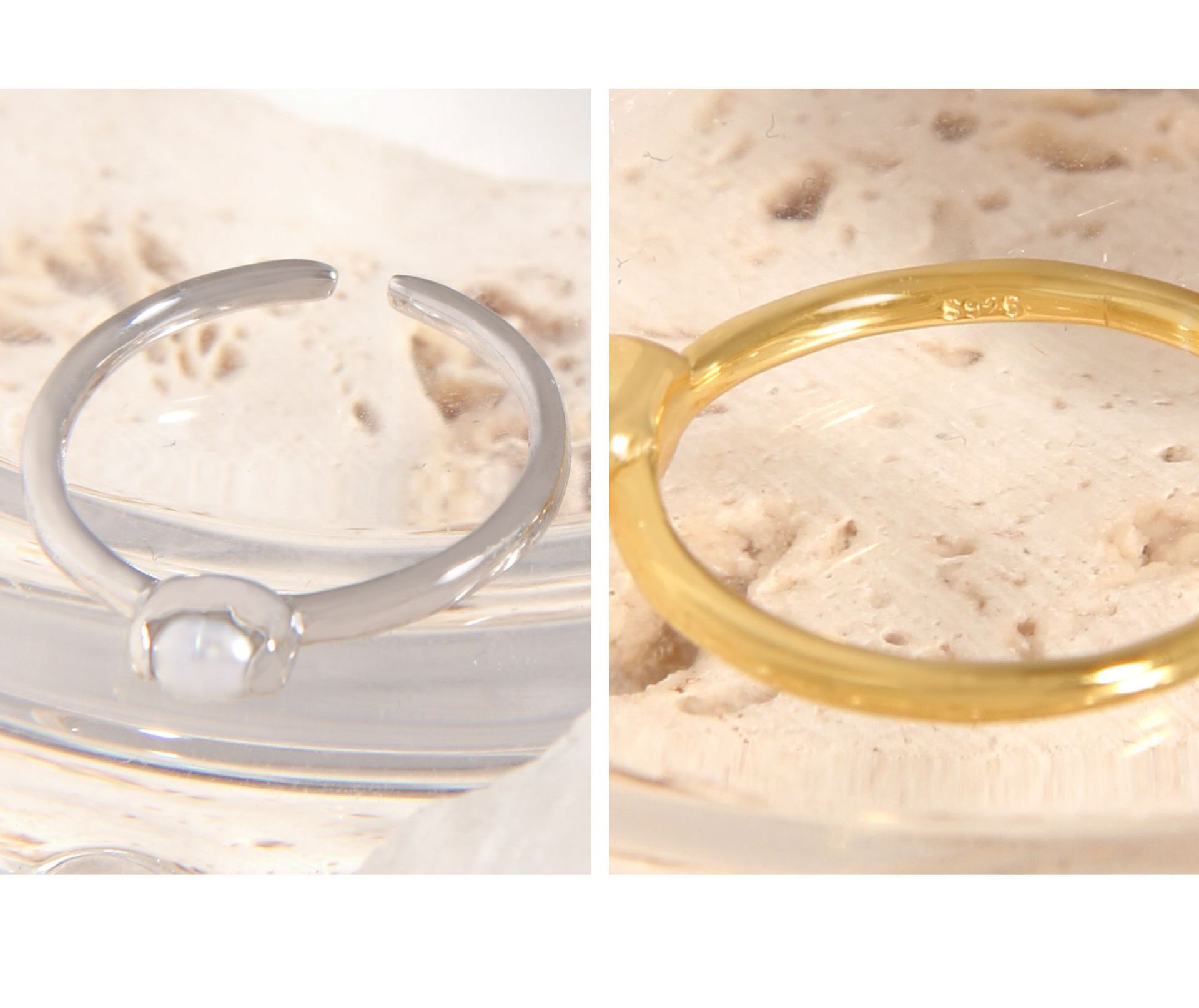 Simple Style Round Sterling Silver Plating Artificial Pearls Open Ring