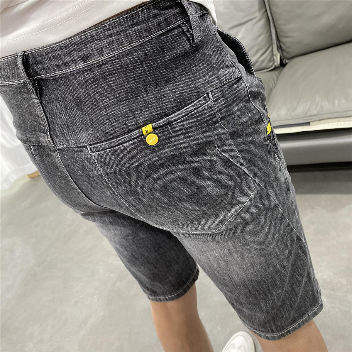 Short en jean délavé élastique Ash pour hommes, marque tendance d'été, mince, nouveau, polyvalent, coupe slim, populaire, version coréenne cinq_voghion.com