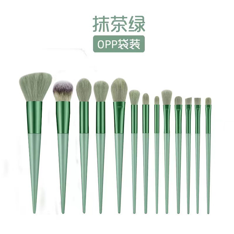 13 Makeup Brushes Four Seasons Green Soft Bristles Makeup Brush Set Brush Scattered Paint Eye Shadow Brush Set