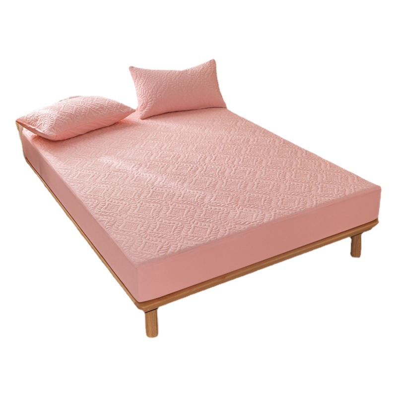 Cubierta de cama acolchada de aislamiento de orina impermeable transfronteriza color sólido cepillado engrosado colcha antideslizante Simmons cubierta protectora fábrica al por mayor