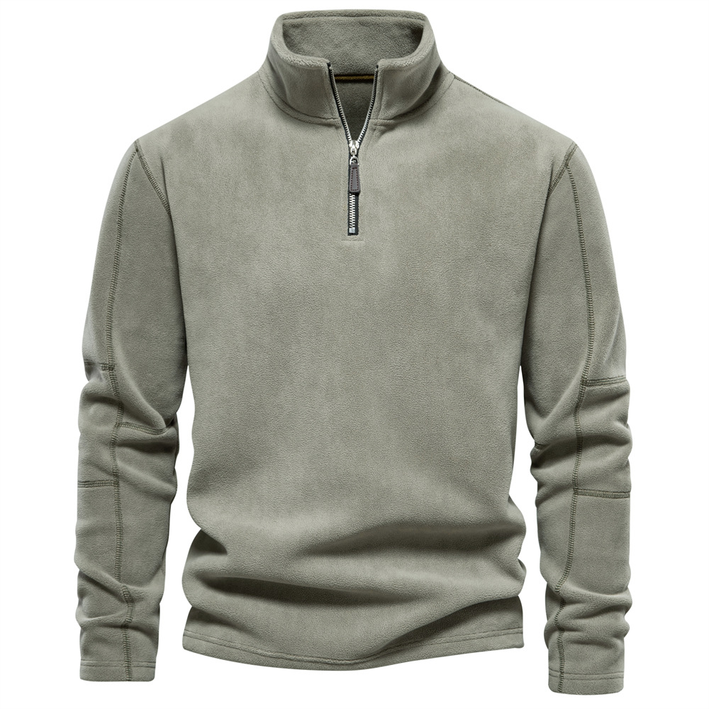1 Autumn Winter New Half Zip Long Sleeve Sweatshirt Stand Collar Cross-Border Trendy Versatile Men's Fleece Top_voghion.com