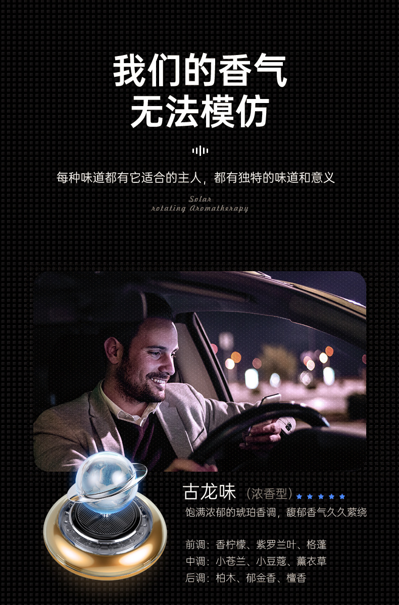 Car Solar Perfume Interior Aromatherapy Ornaments Lasting Light Fragrance Cologne Men's Car Supplies Aerospace Planet Ornaments