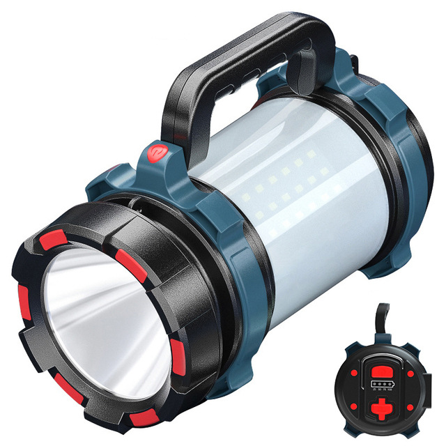 Luces de reflector de luz fuerte transfronterizas Linterna de luz fuerte multifuncional para exteriores Súper brillante y recargable con luces laterales Iluminación digital