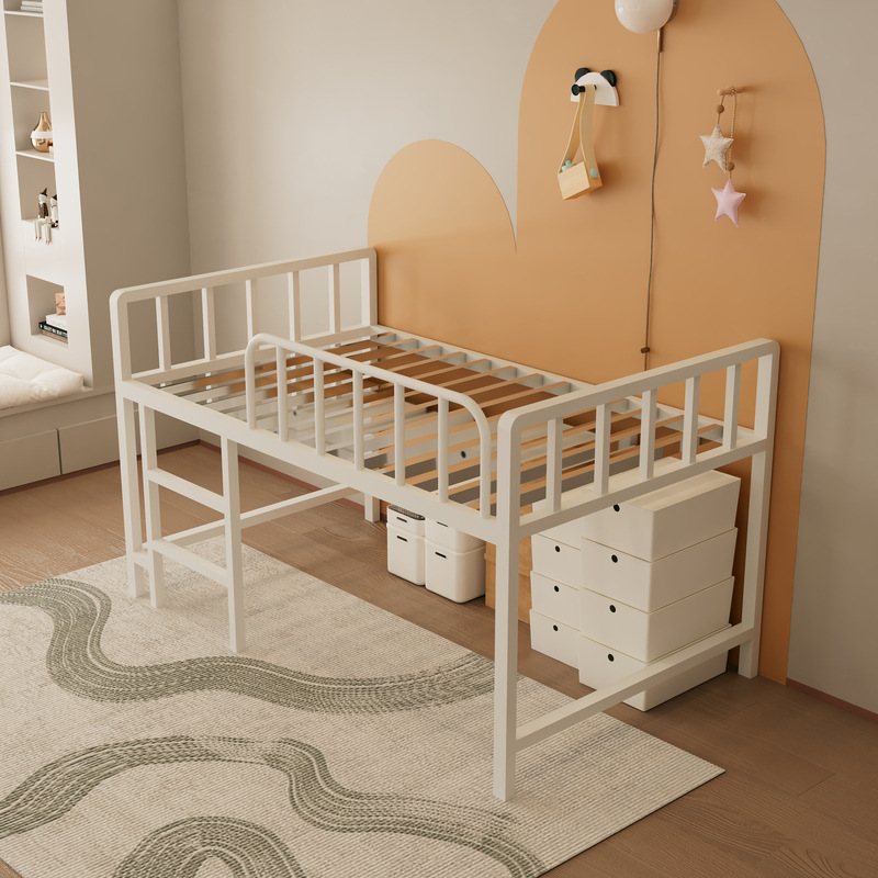 White stainless steel half-height bed + 13 beams