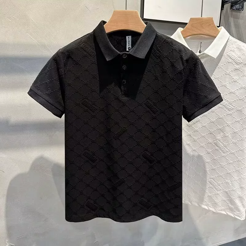 Летнее модное поло, футболка, Slim Fit, с коротким рукавом, воротник стойка