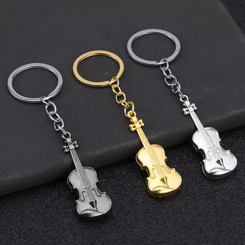 Creative Retro Three-Dimensional Guitar Violin Alloy Metal Car Keychain Cross-Border Jewelry Wholesale Music Pendant Creative Retro Three-Dimensional Guitar Violin Alloy Metal Car Keychain Cross-Border Jewelry Wholesale Music Pendant