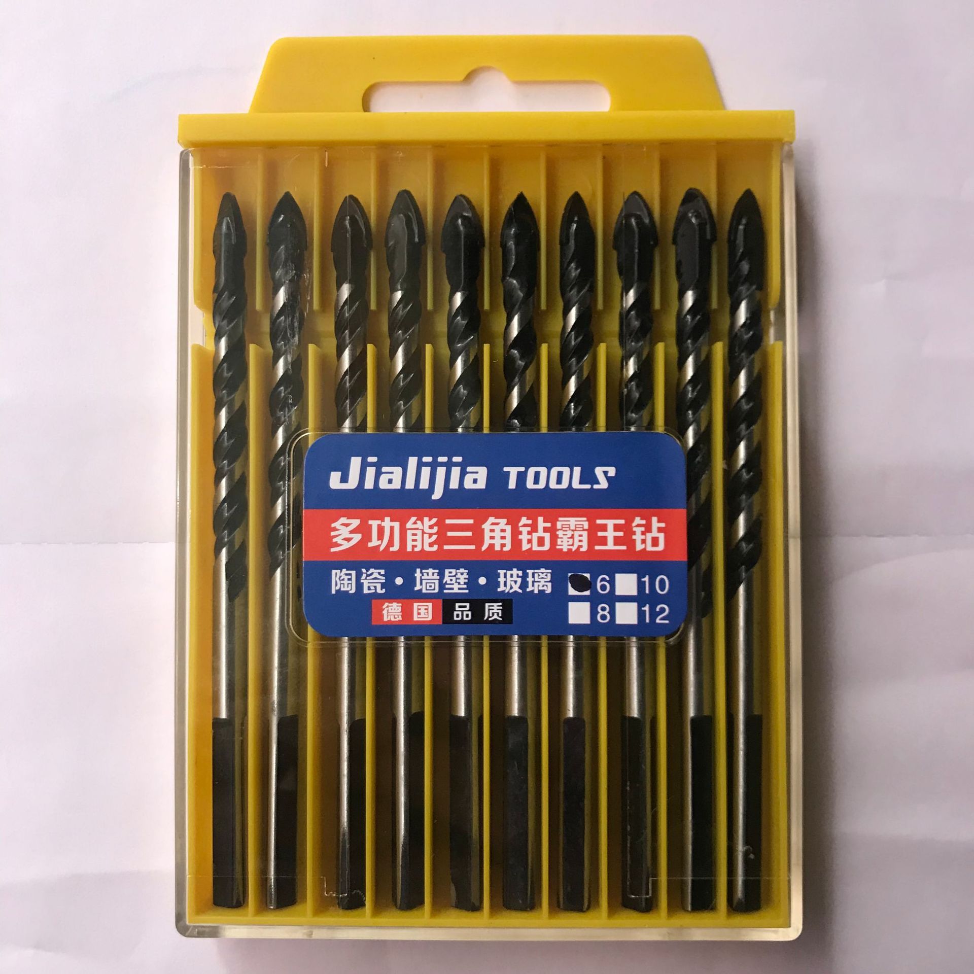 Fabricante de fuente taladro de aleación taladro de triángulo de cerámica de vidrio pared Overlord taladro alemán de cuatro cuchillas taladro cruzado