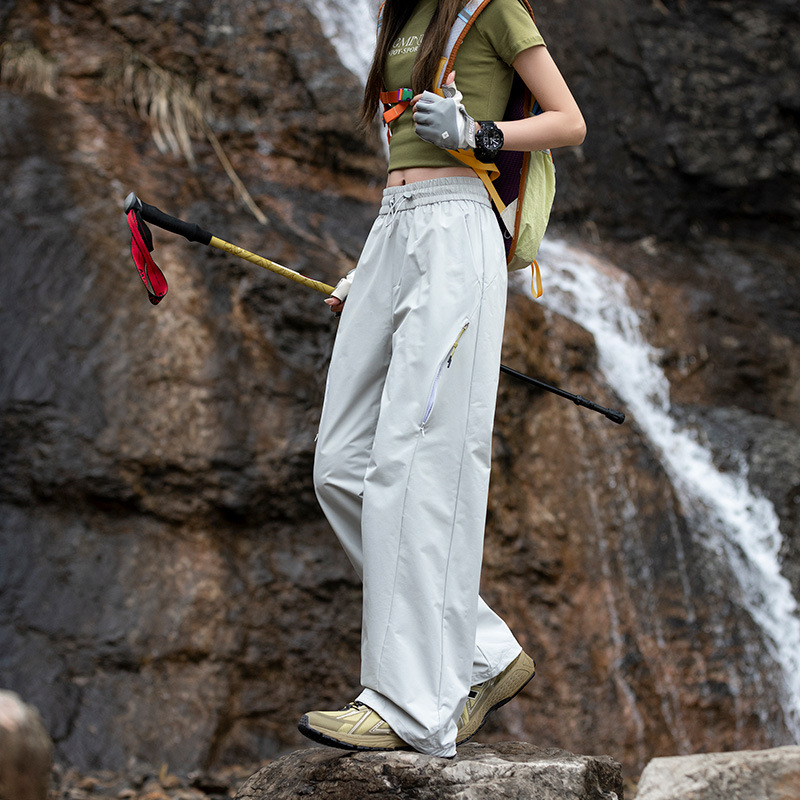 Mountain-Style Water-Resistant Hiking Pants for Men and Women, Spring Season, Extra Large Size, Sports Casual Pants, Loose Paratrooper Wide-Leg Pants