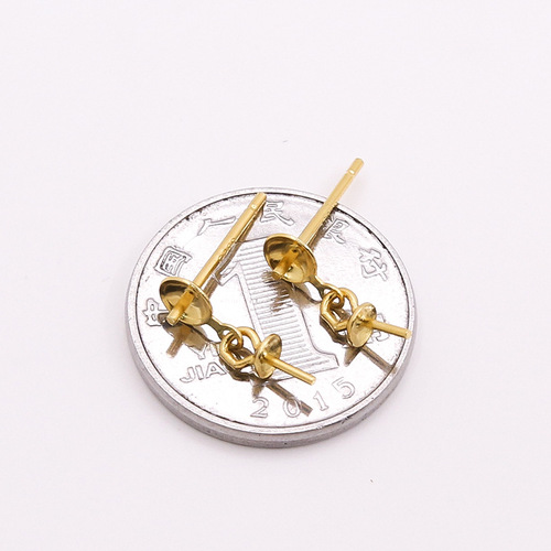 S925 sterling silver bowl earring nail hanging sticky plate DIY earring jewelry material accessories pearl earring needle with empty tray