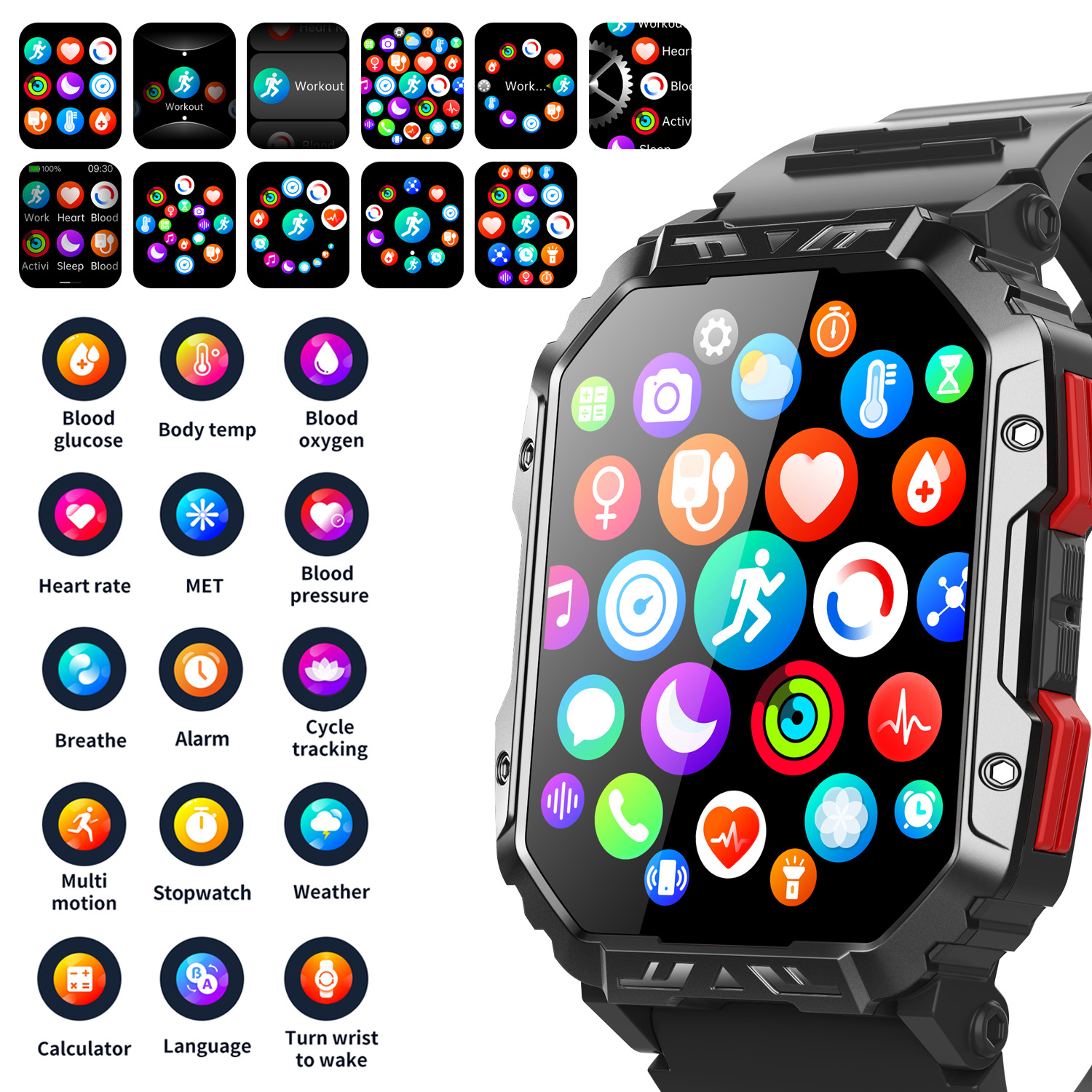 新款F407藍牙通話手錶戶外三防計步多運動模式長續航防水智能手錶