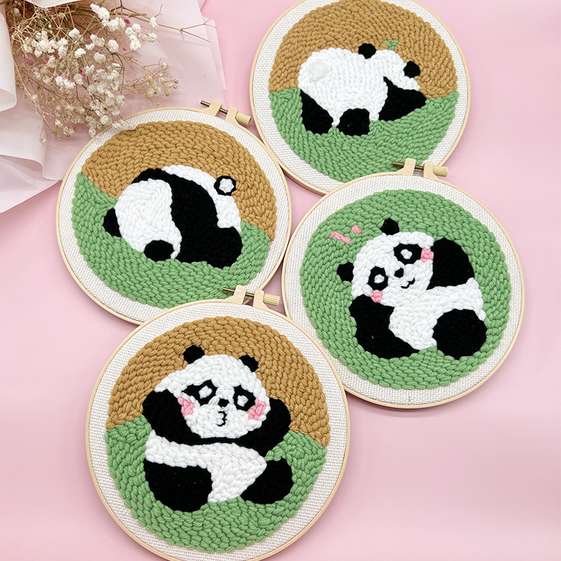Lindo de dibujos animados poke bordado animal colgando pintura lu bordado hecho a mano material de bricolaje paquete sala de estar habitación de los niños colgando pintura frotando música