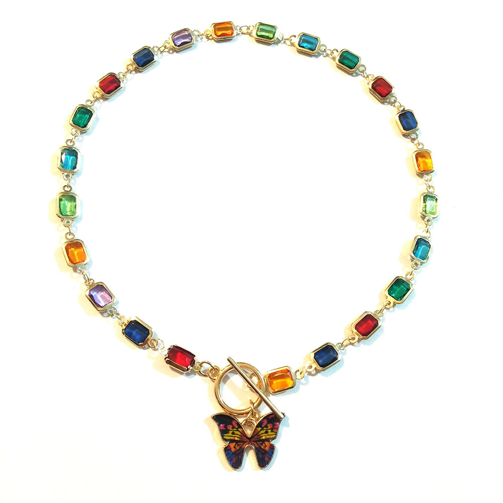 Fashion Butterfly Alloy Plating Rhinestones Womenu0027S Pendant Necklace 1 Piece