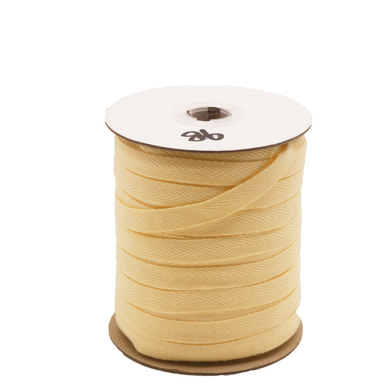 Cinta de espiga de algodón y poliéster blanco puro del fabricante para el cuello trasero de prendas, cinta de algodón para embalaje con ribete de espiga de algodón simple y doble.