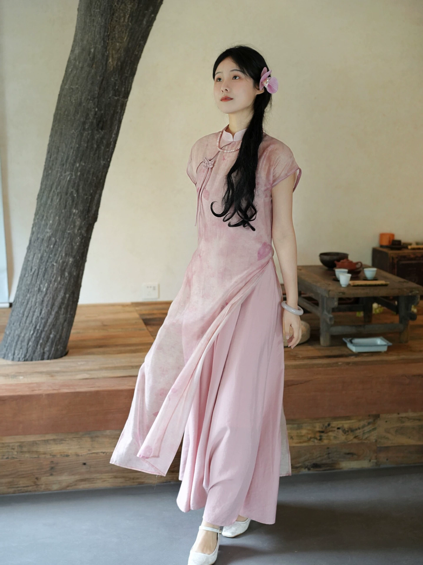 Платье-кимоно Slip Dress, летний фуксия шифон, стиль 2025 года, женские размеры S–XXL