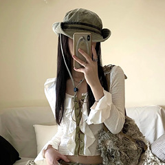 復古夏季防曬出遊百搭西部牛仔抽繩漁夫帽女潮登山露營遮陽帽子男