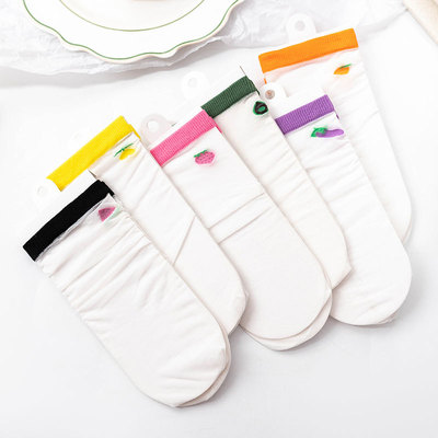 2021年春夏新款亲子卡通水果中筒卡丝短袜 薄款透气个性女士丝袜