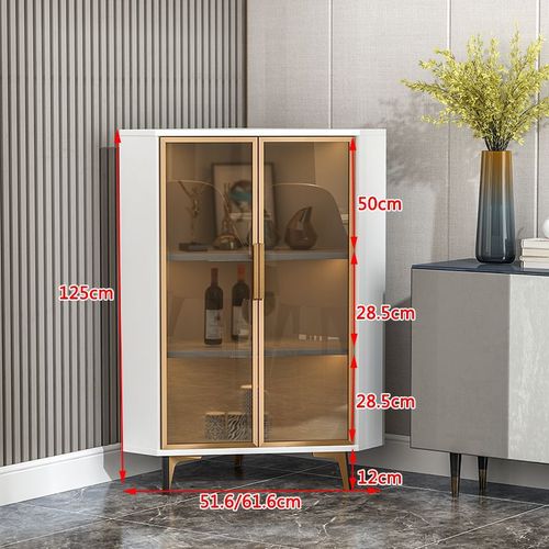 3x Light luxury corner cabinet, corner cabinet, triangular storage rack, living room sofa, corner cabinet, wine cabinet, glass storage