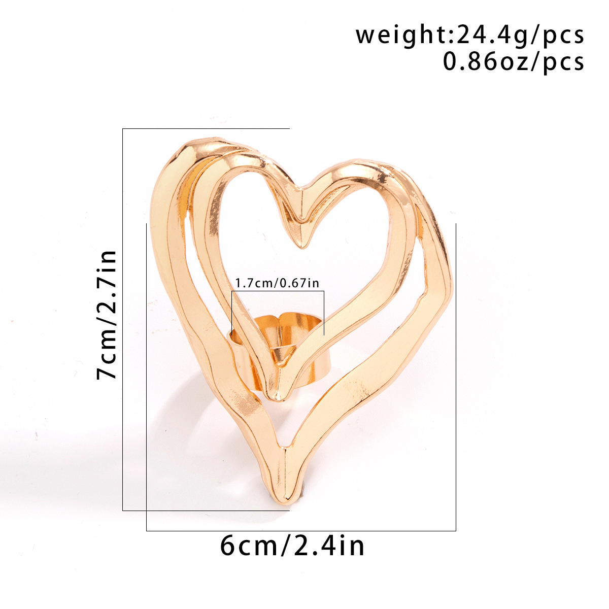 Wholesale Jewelry Exaggerated Simple Style Commute Cross Heart Shape Alloy Open Rings display picture 9