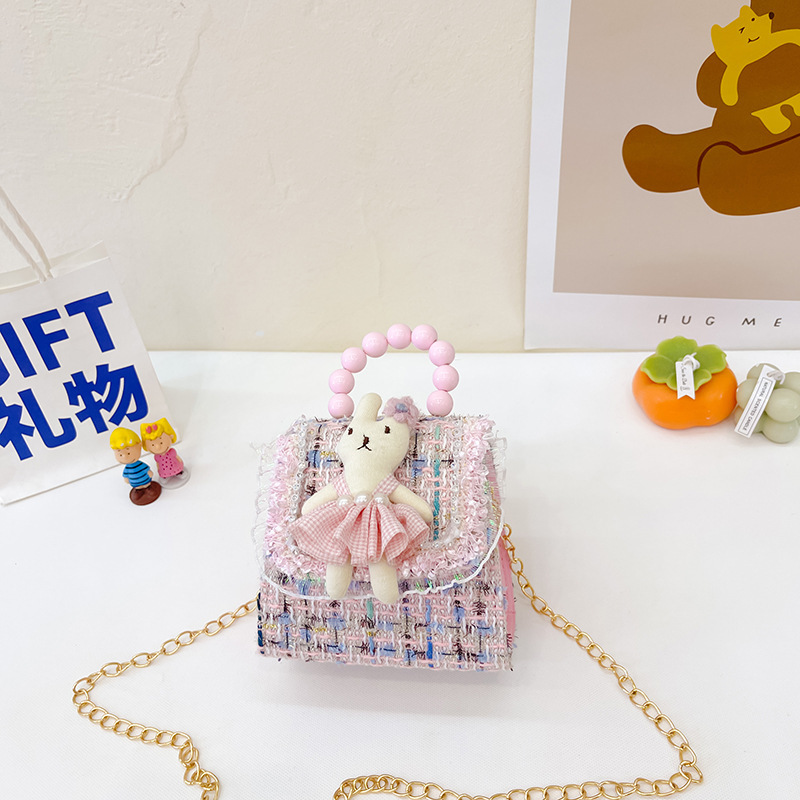 Estilo coreano princesa bolsa de mensajero mini bebé estilo occidental Chanel estilo cadena bolsa pequeña bolsa cuadrada conejito de dibujos animados bolsa de hombro
