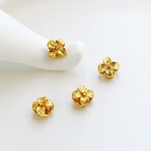 18k铸铜包金哑金保色双面通孔四叶花吊坠手工diy饰品吊饰挂配件