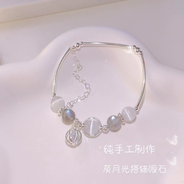 Organic bracelet natural stone, moonstone