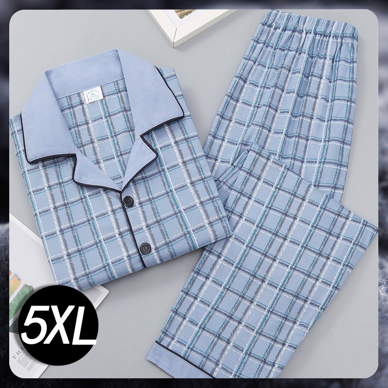 100% algodón de los hombres pijamas de primavera y otoño cardigan manga larga de mediana edad papá puede usar al aire libre desgaste del hogar traje de verano Delgado