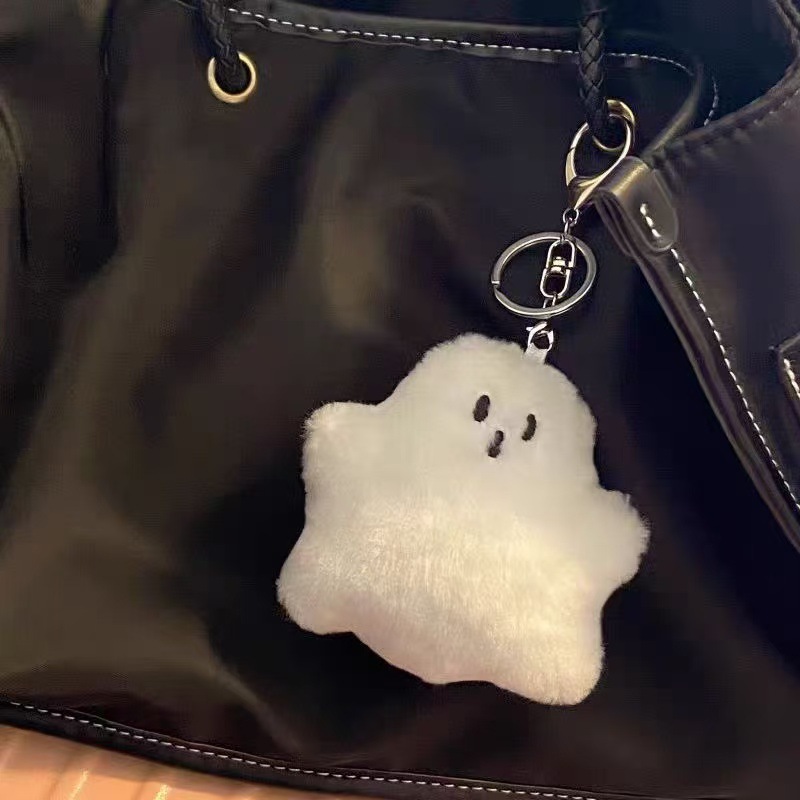 Halloween pequeño fantasma blanco bolso colgante muñeca lindo bolso de peluche accesorios colgante muñeca en llaveros