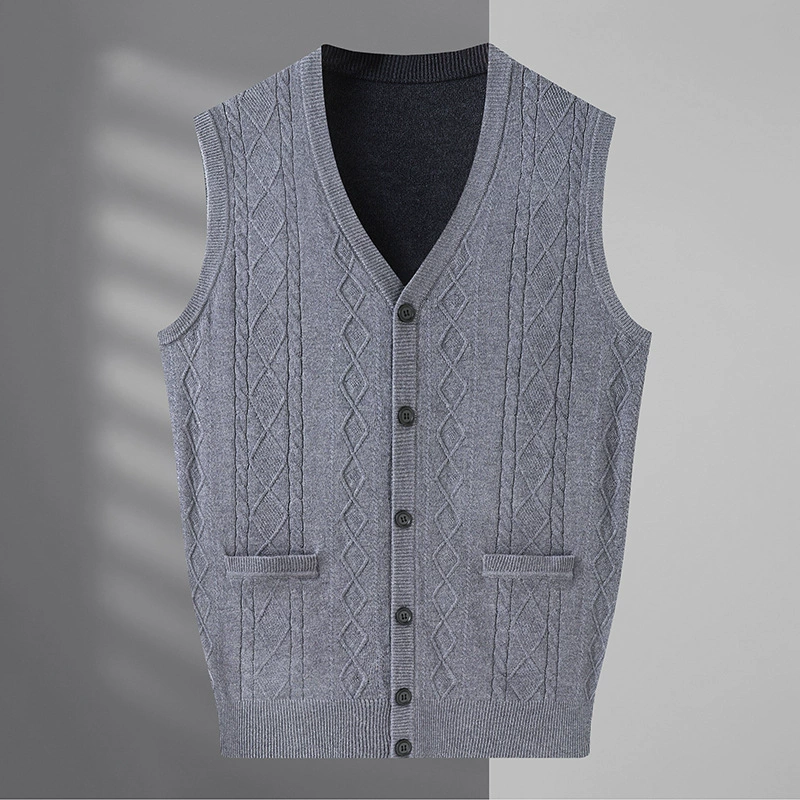 Толстый брат плюс размер мужской шерстяной жилет вязаный свитер жилет папа