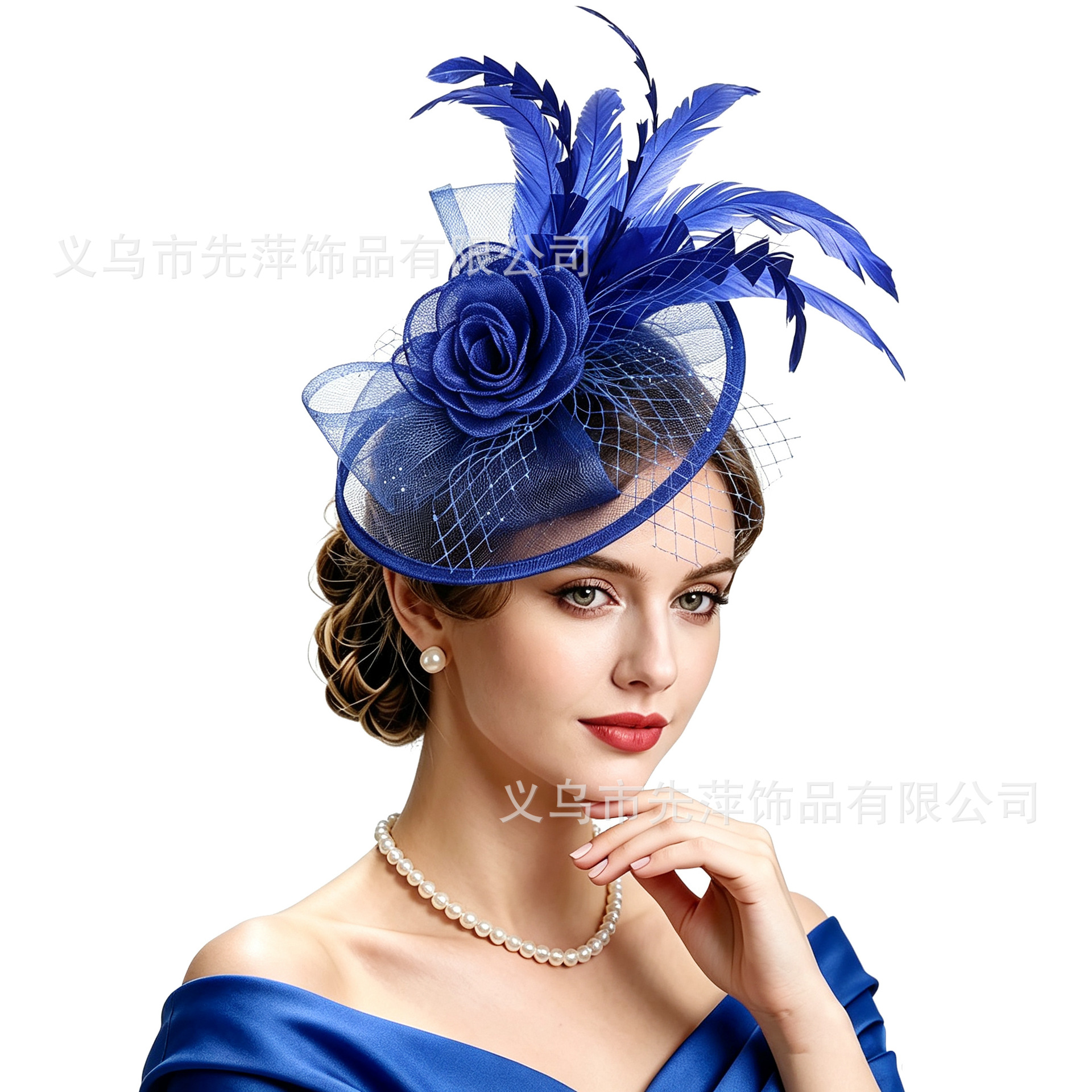 New Amazon Flower Headpiece Feather Headpiece Halloween Ball Party Headpiece Vintage Mesh Top Hat