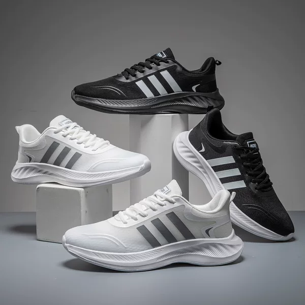 Men's Shoes, Summer Mesh Breathable Sports Shoes, Classic Three-Stripe Lightweight Running Shoes, Versatile Student Shoes, Same Style for Men and Women
