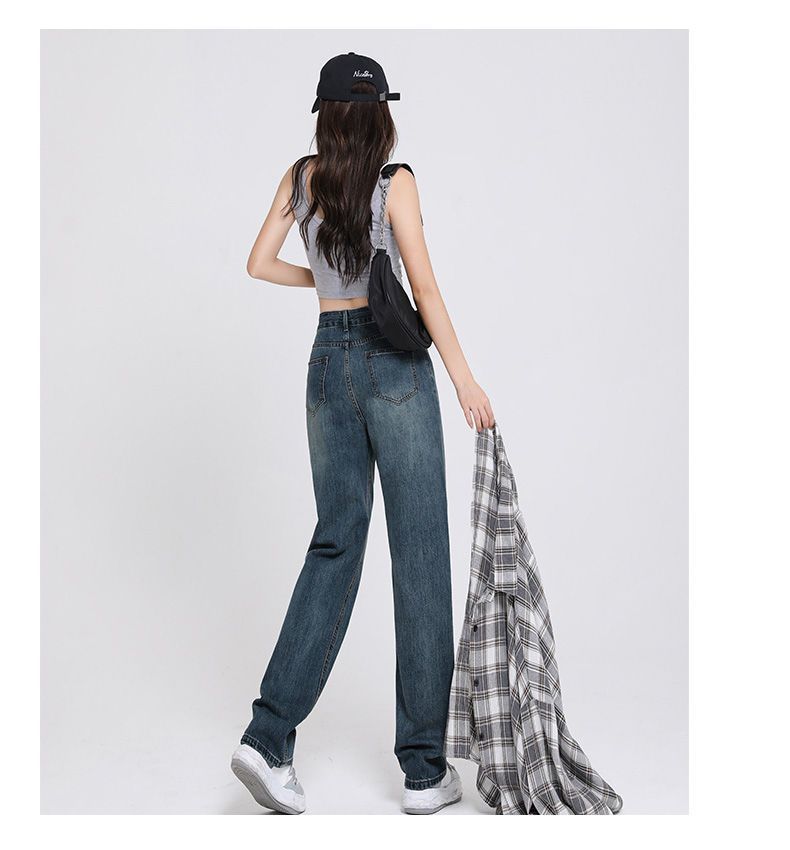2023 Spring and Autumn jeans for women: Loose, wide-leg, aged, slimming, versatile, straight-leg, drape, floor-length, trendy, ins pic 20