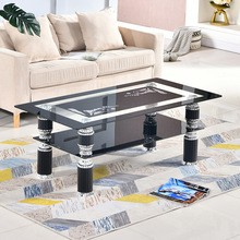 玻璃茶几长方形客厅双层简约现代桌大小户型办公茶桌佛山家具直销
